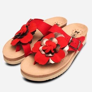 Mephisto Helen Flower Red Nubuck Comfort Sandal Women's sizes 38 US8 gently used